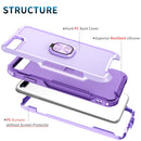 3 in 1 PC + TPU Phone Case with Ring Holder For iPhone 8 Plus & 7 Plus(Purple)