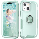 3 in 1 PC + TPU Phone Case with Ring Holder For iPhone 12 / 12 Pro(Mint Green)