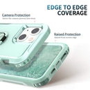 3 in 1 PC + TPU Phone Case with Ring Holder For iPhone 12 / 12 Pro(Mint Green)