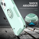3 in 1 PC + TPU Phone Case with Ring Holder For iPhone 12 / 12 Pro(Mint Green)