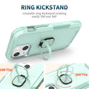 3 in 1 PC + TPU Phone Case with Ring Holder For iPhone 12 / 12 Pro(Mint Green)