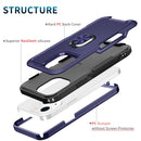3 in 1 PC + TPU Phone Case with Ring Holder For iPhone 12 / 12 Pro(Navy Blue)