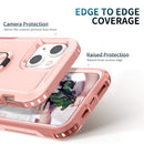 3 in 1 PC + TPU Phone Case with Ring Holder For iPhone 12 / 12 Pro(Pink)