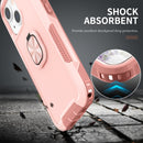 3 in 1 PC + TPU Phone Case with Ring Holder For iPhone 12 / 12 Pro(Pink)