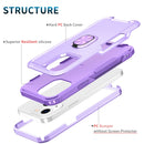 3 in 1 PC + TPU Phone Case with Ring Holder For iPhone 12 / 12 Pro(Purple)