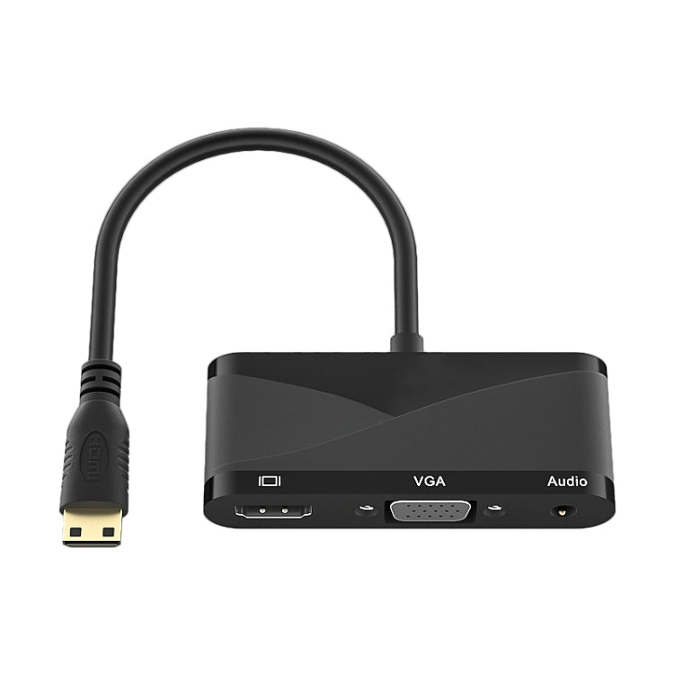 h114 3 in 1 Mini HDMI to HDMI + VGA + 3.5 Audio Converter Cable(Black)