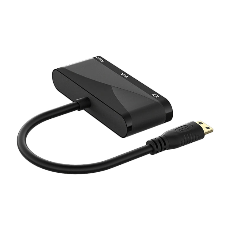 h114 3 in 1 Mini HDMI to HDMI + VGA + 3.5 Audio Converter Cable(Black)