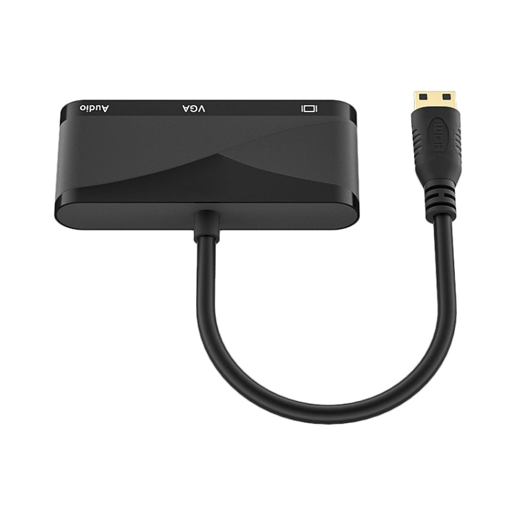 h114 3 in 1 Mini HDMI to HDMI + VGA + 3.5 Audio Converter Cable(Black)