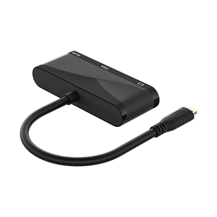h115 3 in 1 Micro HDMI to HDMI + VGA + 3.5 Audio Converter Cable(Black)