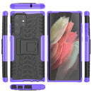 For Samsung Galaxy S22 Ultra 5G Tire Texture TPU + PC Phone Case with Holder(Purple)