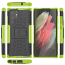 For Samsung Galaxy S22 Ultra 5G Tire Texture TPU + PC Phone Case with Holder(Green)