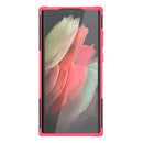 For Samsung Galaxy S22 Ultra 5G Tire Texture TPU + PC Phone Case with Holder(Pink)