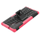 For Samsung Galaxy S22 Ultra 5G Tire Texture TPU + PC Phone Case with Holder(Pink)