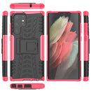 For Samsung Galaxy S22 Ultra 5G Tire Texture TPU + PC Phone Case with Holder(Pink)