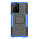 For Xiaomi Mi 11T Tire Texture TPU + PC Phone Case with Holder(Blue)