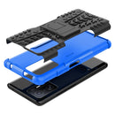 For Xiaomi Mi 11T Tire Texture TPU + PC Phone Case with Holder(Blue)