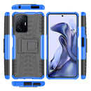 For Xiaomi Mi 11T Tire Texture TPU + PC Phone Case with Holder(Blue)