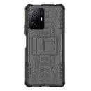 For Xiaomi Mi 11T Tire Texture TPU + PC Phone Case with Holder(Black)