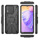 For Tecno Spark 8 Armor Bear Shockproof PC + TPU Phone Case with Ring Holder(Black)