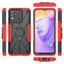 For Tecno Spark 8 Armor Bear Shockproof PC + TPU Phone Case with Ring Holder(Red)