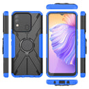 For Tecno Spark 8 Armor Bear Shockproof PC + TPU Phone Case with Ring Holder(Blue)