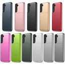 For Samsung Galaxy S22 5G Shockproof Armor Phone Case with Card Slot(Red)