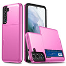 For Samsung Galaxy S22 5G Shockproof Armor Phone Case with Card Slot(Rose Red)