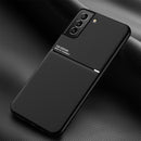 For Samsung Galaxy S22 5G Classic Tilt Strip Grain Magnetic Shockproof PC + TPU Phone Case(Black)
