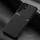 For Samsung Galaxy S22 Ultra 5G Classic Tilt Strip Grain Magnetic Shockproof PC + TPU Phone Case(Black)