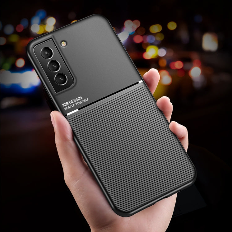 For Samsung Galaxy S22 Ultra 5G Classic Tilt Strip Grain Magnetic Shockproof PC + TPU Phone Case(Red)