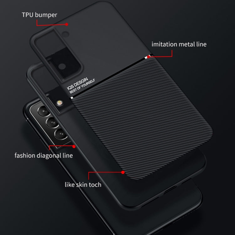 For Samsung Galaxy S22 Ultra 5G Classic Tilt Strip Grain Magnetic Shockproof PC + TPU Phone Case(Green)