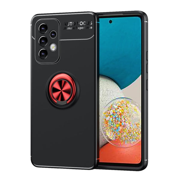 For Samsung Galaxy A33 5G Metal Ring Holder 360 Degree Rotating TPU Phone Case(Black+Red)