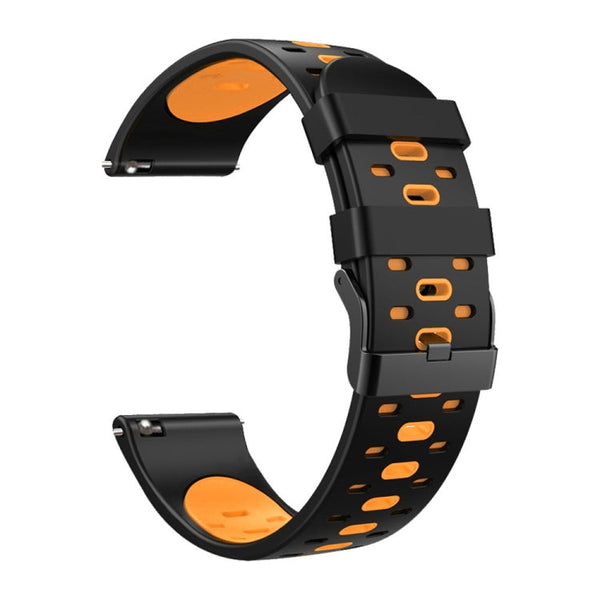 For Huawei Watch GT 3 22mm Three Rows Holes Two-color Silicone Watch Band(Black Orange)