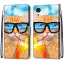 For Samsung Galaxy A03 Core Coloured Drawing Cross Texture Horizontal Flip Leather Phone Case with Holder & Card Slots & Wallet & Lanyard(Cat Drinking Soda)