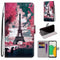 For Samsung Galaxy A03 Core Coloured Drawing Cross Texture Horizontal Flip Leather Phone Case with Holder & Card Slots & Wallet & Lanyard(Pink Flower Tower Bridge)