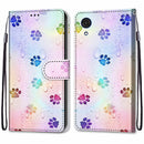 For Samsung Galaxy A03 Core Coloured Drawing Cross Texture Horizontal Flip Leather Phone Case with Holder & Card Slots & Wallet & Lanyard(Footprint Water Drops)