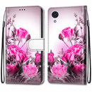 For Samsung Galaxy A03 Core Coloured Drawing Cross Texture Horizontal Flip Leather Phone Case with Holder & Card Slots & Wallet & Lanyard(Wild Rose)