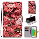 For Samsung Galaxy A03 Core Coloured Drawing Cross Texture Horizontal Flip Leather Phone Case with Holder & Card Slots & Wallet & Lanyard(Pink Rose Garden)