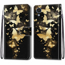 For Samsung Galaxy A03 Core Coloured Drawing Cross Texture Horizontal Flip Leather Phone Case with Holder & Card Slots & Wallet & Lanyard(Golden Butterfly Group)