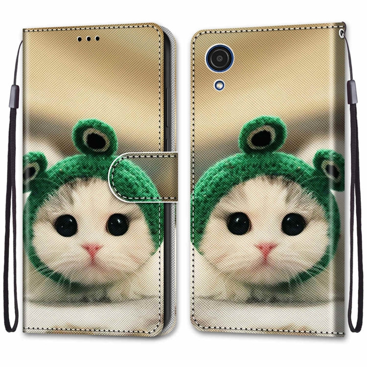For Samsung Galaxy A03 Core Coloured Drawing Cross Texture Horizontal Flip Leather Phone Case with Holder & Card Slots & Wallet & Lanyard(Frog Kitten)