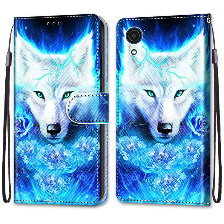 For Samsung Galaxy A03 Core Coloured Drawing Cross Texture Horizontal Flip Leather Phone Case with Holder & Card Slots & Wallet & Lanyard(Dick Rose Wolf)