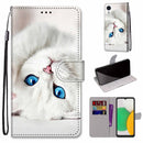 For Samsung Galaxy A03 Core Coloured Drawing Cross Texture Horizontal Flip Leather Phone Case with Holder & Card Slots & Wallet & Lanyard(White Kitten)