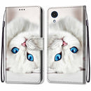 For Samsung Galaxy A03 Core Coloured Drawing Cross Texture Horizontal Flip Leather Phone Case with Holder & Card Slots & Wallet & Lanyard(White Kitten)