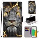 For Samsung Galaxy A03 Core Coloured Drawing Cross Texture Horizontal Flip Leather Phone Case with Holder & Card Slots & Wallet & Lanyard(Fission Lion)