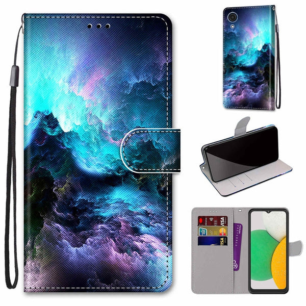For Samsung Galaxy A03 Core Coloured Drawing Cross Texture Horizontal Flip Leather Phone Case with Holder & Card Slots & Wallet & Lanyard(Colorful Clouds)