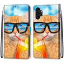 For Samsung Galaxy A13 4G Coloured Drawing Cross Texture Horizontal Flip Leather Phone Case with Holder & Card Slots & Wallet & Lanyard(Cat Drinking Soda)