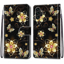 For Samsung Galaxy A13 4G Coloured Drawing Cross Texture Horizontal Flip Leather Phone Case with Holder & Card Slots & Wallet & Lanyard(Gold Diamond Butterfly)