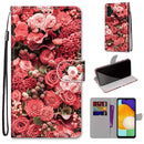For Samsung Galaxy A13 4G Coloured Drawing Cross Texture Horizontal Flip Leather Phone Case with Holder & Card Slots & Wallet & Lanyard(Pink Rose Garden)