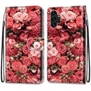 For Samsung Galaxy A13 4G Coloured Drawing Cross Texture Horizontal Flip Leather Phone Case with Holder & Card Slots & Wallet & Lanyard(Pink Rose Garden)