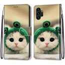 For Samsung Galaxy A13 4G Coloured Drawing Cross Texture Horizontal Flip Leather Phone Case with Holder & Card Slots & Wallet & Lanyard(Frog Kitten)